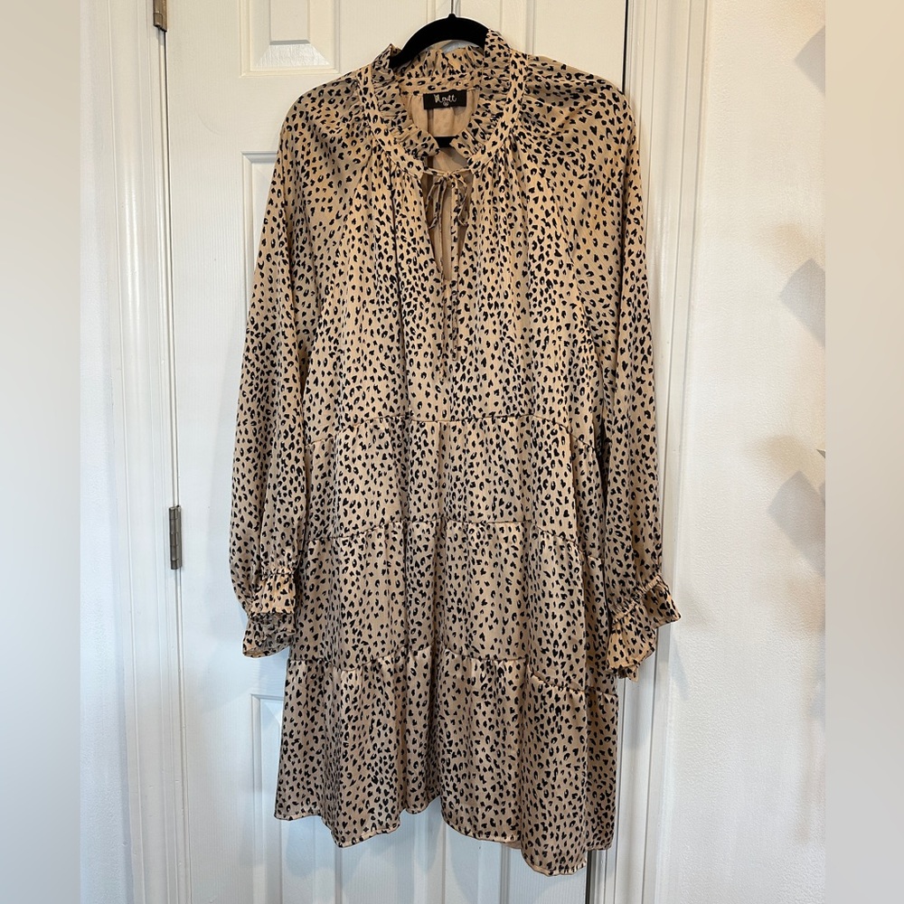 Animal Print Minidress with Long Sleeves, size 2X
